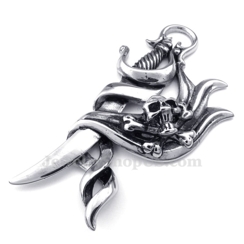 Halskette Mit Totenkopf-Messeranhänger Aus Titan (Kostenlose Kette) Halskette Mit Totenkopf-Messeranhänger Aus Titan (Kostenlose Kette)