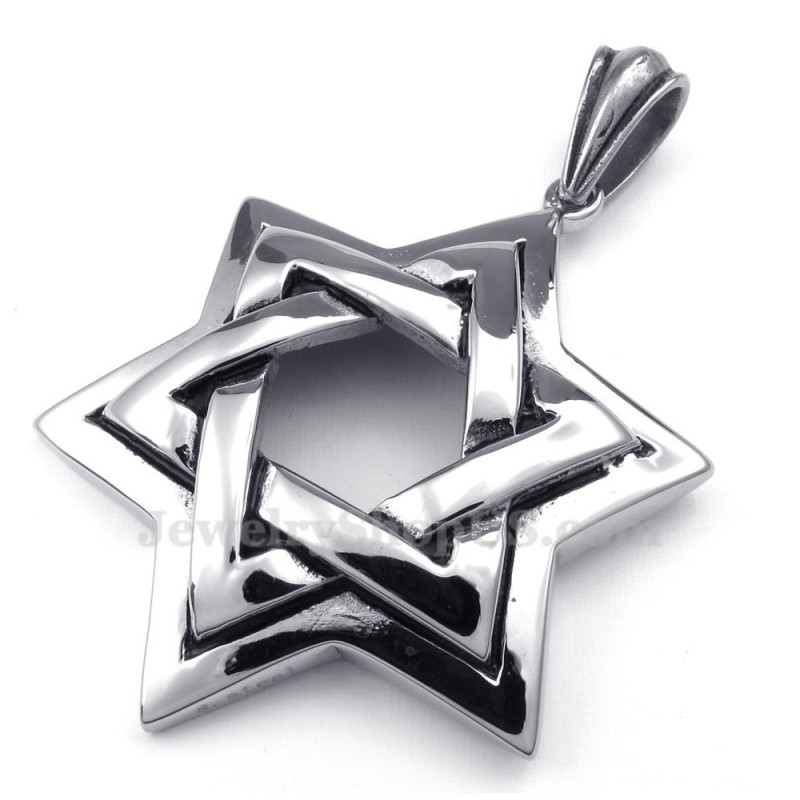 Halskette Mit Davidstern-Anhänger Aus Titan (Inklusive Kette) Halskette Mit Davidstern-Anhänger Aus Titan (Inklusive Kette)