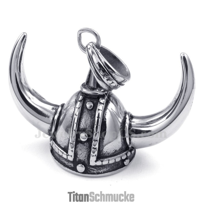 Halskette Mit Helmanhänger Aus Titan Mit Horn (Kostenlose Kette) Halskette Mit Helmanhänger Aus Titan Mit Horn (Kostenlose Kette)
