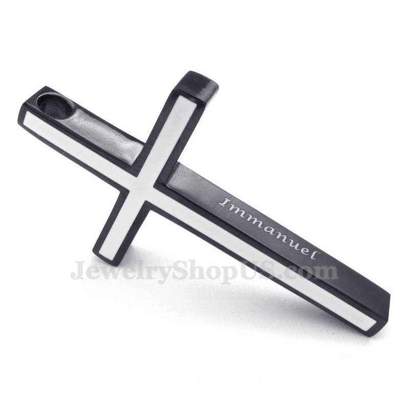 Schlichte Halskette Mit Kreuzanhänger Aus Titan In Schwarz Und Weiß (Inkl. Kette)