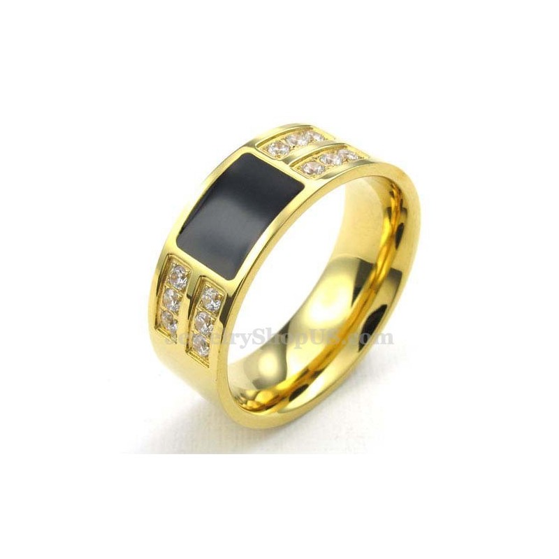 Goldener Titanring Mit Weißem Zirkon