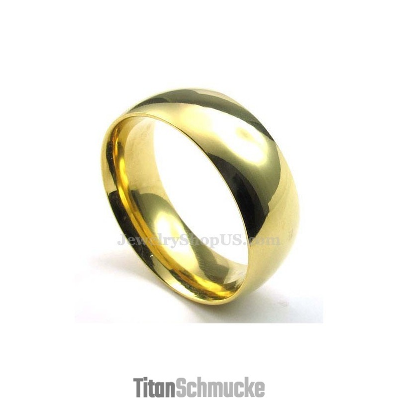 8 Mm Runder Gold-Titan-Ring 8 Mm Runder Gold-Titan-Ring