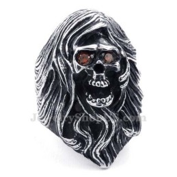 Titan-Totenkopfring Mit Roten Zirkonaugen