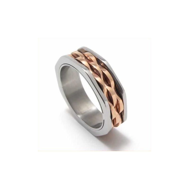 7 Mm Unisex-Wellenring Aus Titan Und Gold