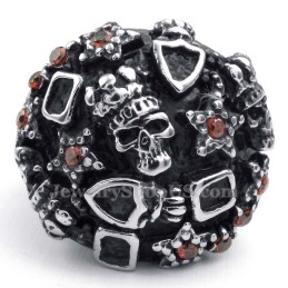 Titan-Totenkopfring Mit Rotem Zirkon
