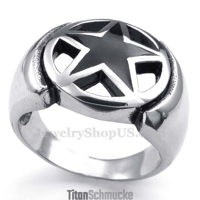 Titanring Mit Fünfzackigem Stern Titanring Mit Fünfzackigem Stern