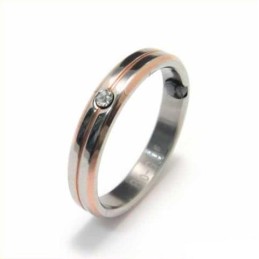 4 Mm Großer Court-Band-Ring Aus Titan Mit Und Goldeinlage