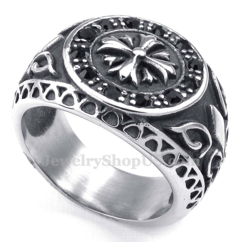 Titanring Mit Schwarzem Strass