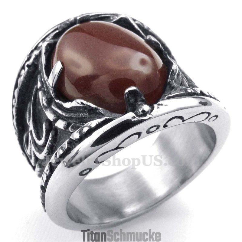 Titanring Mit Eingelegtem Rotachat Titanring Mit Eingelegtem Rotachat