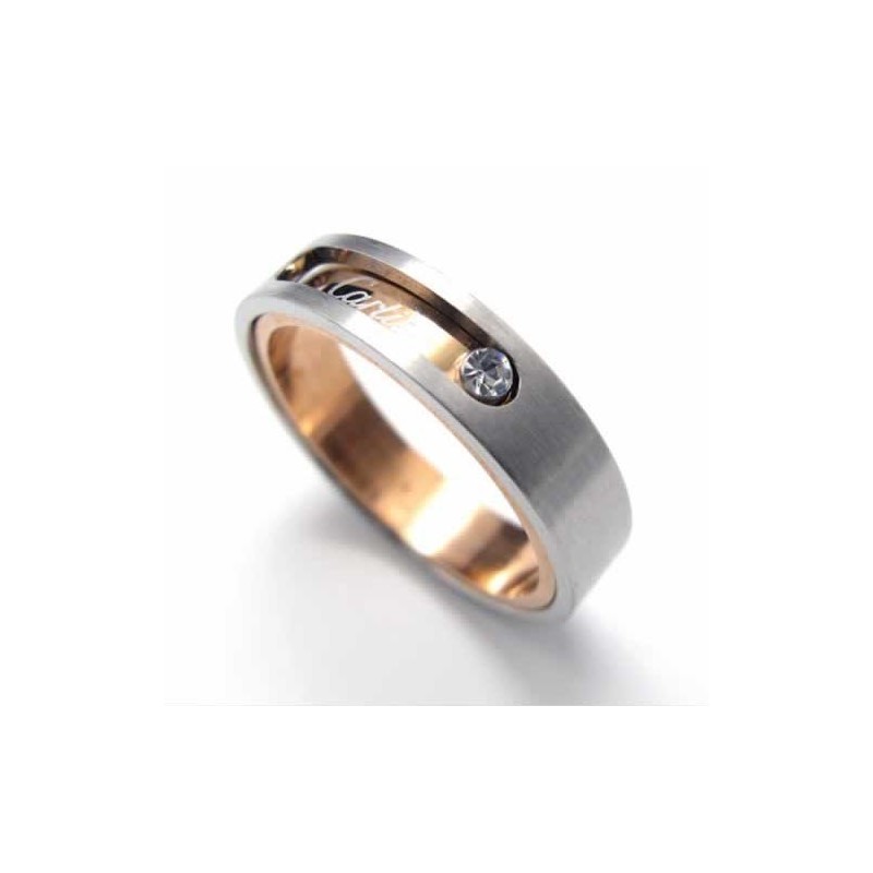 5 Mm Court-Band-Ring Aus Titan Mit Diamanteneinlage