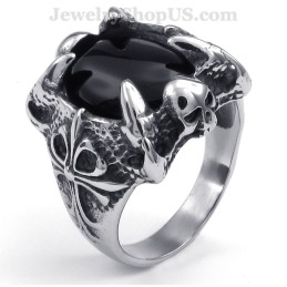 Titanring Mit Schwarzer Achateinlage