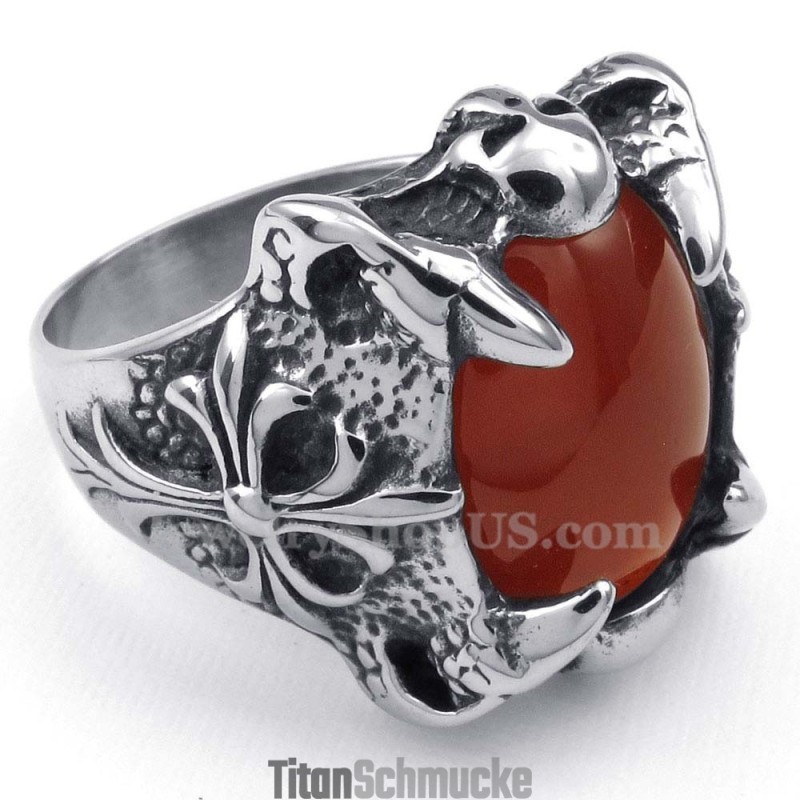 Titanring Mit Eingelegtem Rotachat