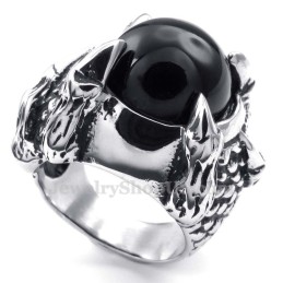 Titanring Mit Schwarzer Achateinlage