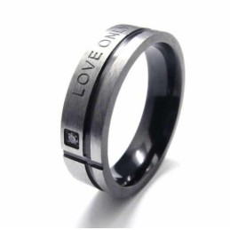 Love Only You Herrenring Aus Schwarzem Titan, 6 Mm