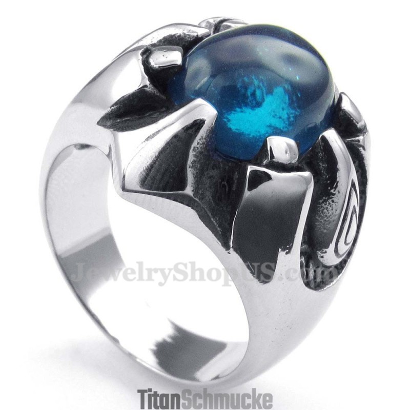 Titanring Mit Blauem Zirkon Titanring Mit Blauem Zirkon