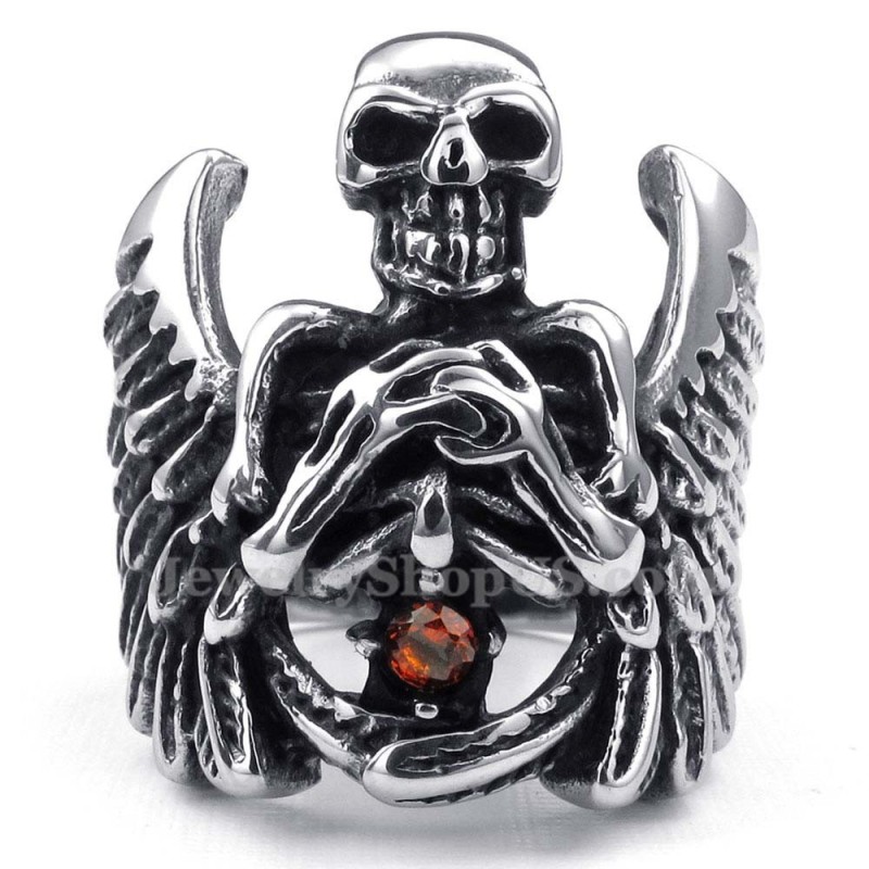 Titan-Totenkopfring Mit Flügel