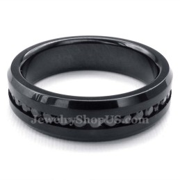 Schwarzer Titanring Mit Strass
