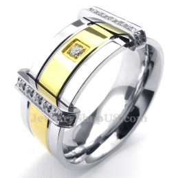 Mode Gold Silber Titan Ring Mit Strass
