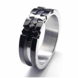 6 Mm Schwarzer Titanring Mit Kreuzeinlage
