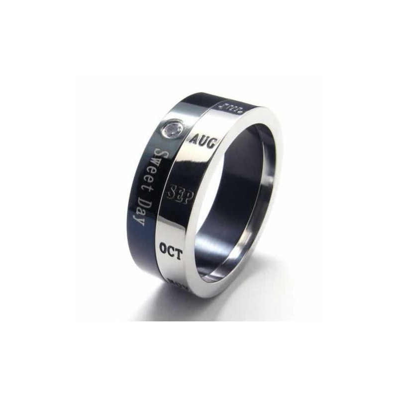 Sweet Day – 8 Mm Großer Court-Band-Ring Aus Titan Mit Diamanten