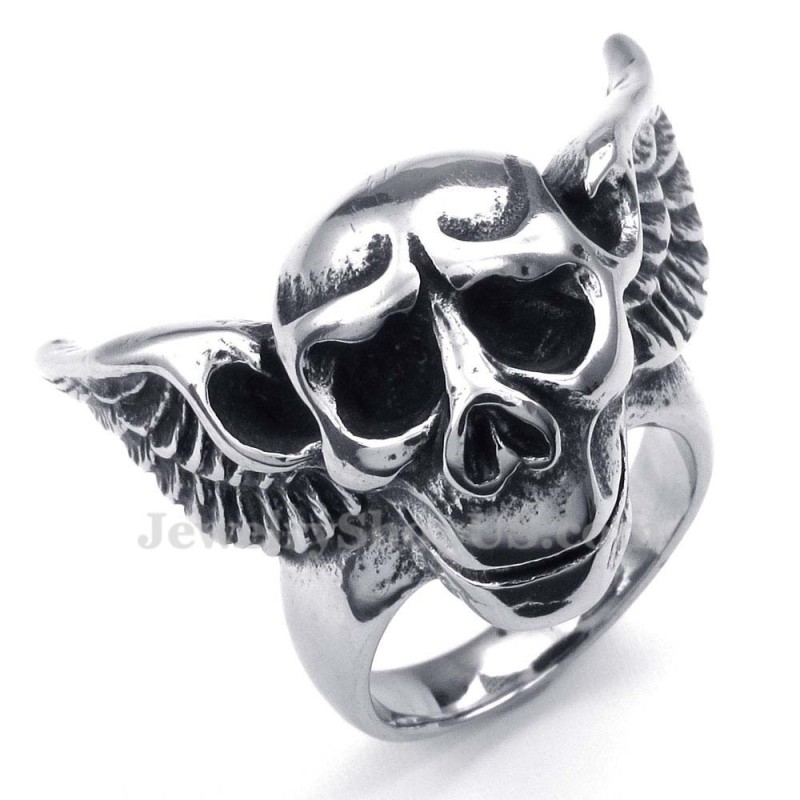 Titan-Totenkopfring Mit Flügeln