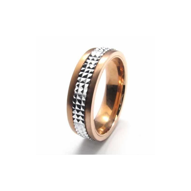 6 Mm Court-Band-Ring Aus Titan Mit Gold-Intarsien