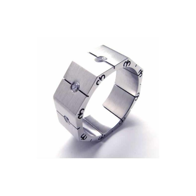 8 Mm Court-Band-Ring Aus Titan Mit Diamanteneinlage