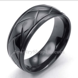 Schwarzer Hack-Blumen-Titanring