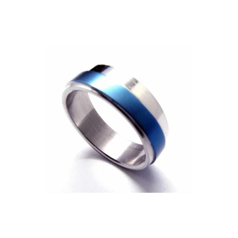 6 Mm Blauer Titanring Für Herren