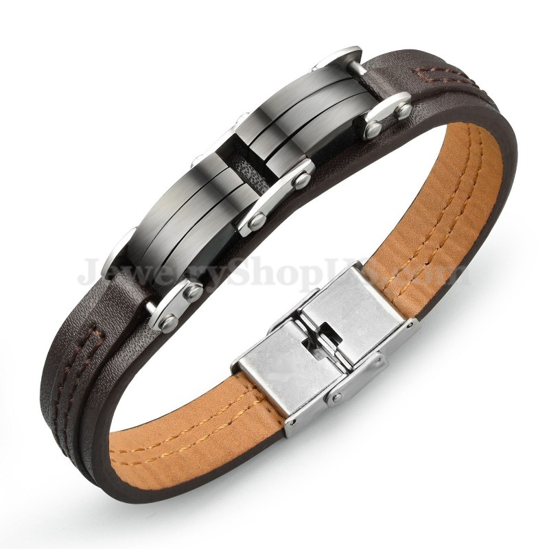 Klassisches Herren Titan Lederarmband C963 Klassisches Herren Titan Lederarmband C963