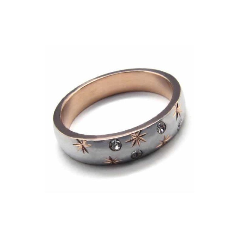4 Mm Großer Court-Band-Ring Aus Titan Mit Diamanten Und Goldeinlage