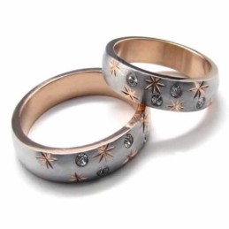 4 Mm Großer Court-Band-Ring Aus Titan Mit Diamanten Und Goldeinlage