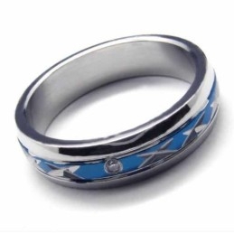 5-Mm-Ring Aus Blauem Titan Mit Intarsien