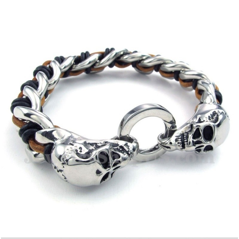 Herren Titan Totenkopf Lederarmband Herren Titan Totenkopf Lederarmband