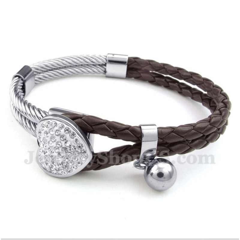 Herzförmiges Lederarmband Aus Titan Für Herren