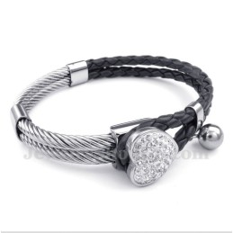 Herzförmiges Lederarmband Aus Titan Für Herren