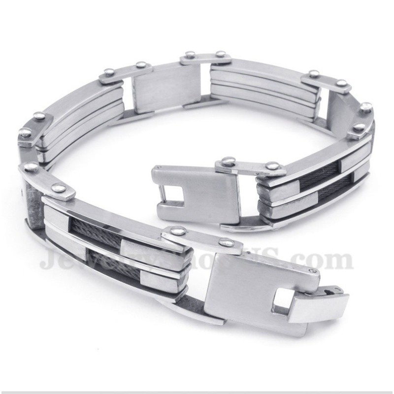 Herren-Titan-Kabelarmband In Schwarz