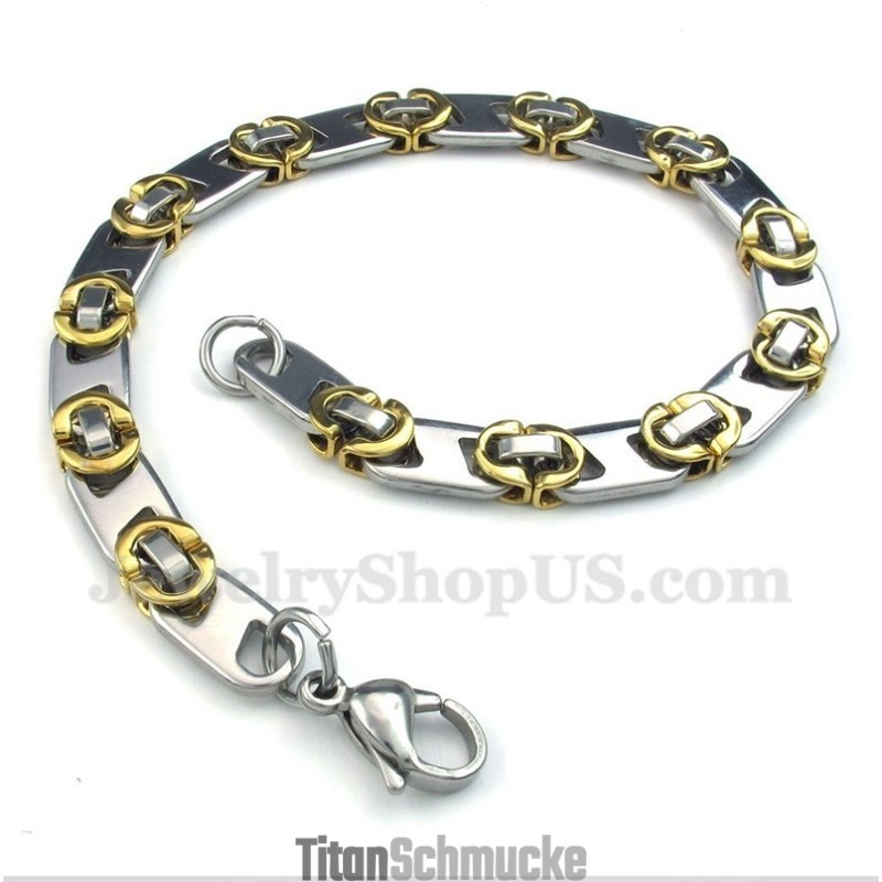 Herren-Armband Aus Titan Und Gold Mit Halbmond