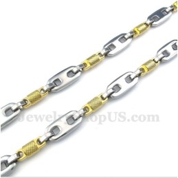 Herren-Zylinderhalskette Aus Titan Und Gold