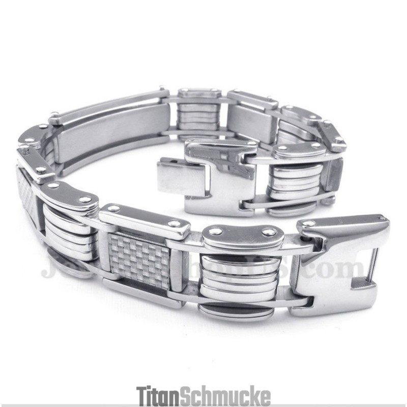 Herrenarmband Aus Titan Und Weißer Kohlefaser Herrenarmband Aus Titan Und Weißer Kohlefaser