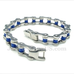 Herren-Fahrradkettenarmband Aus Titan Und Blauem Gummi