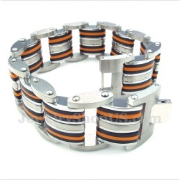 Herrenarmband Aus Titan, Orange Und Schwarzem Kautschuk