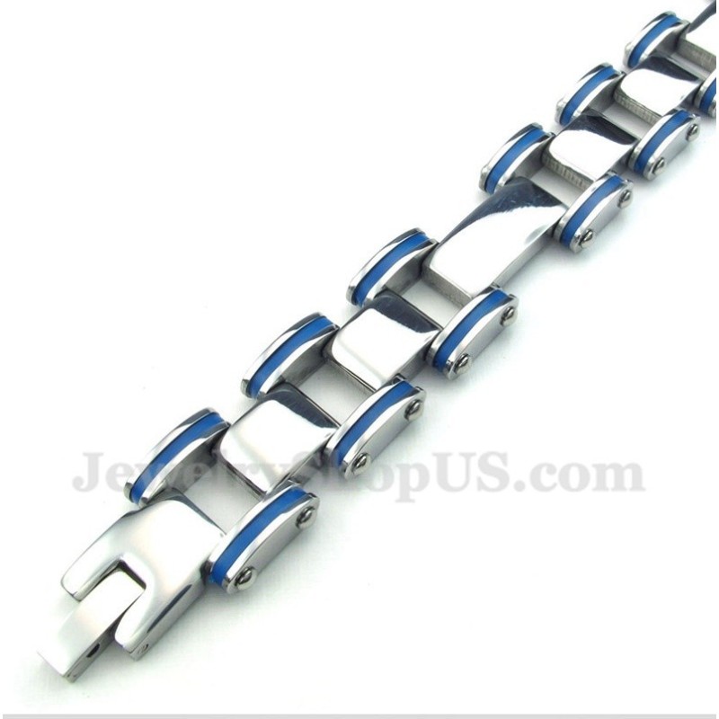 Herrenarmband Aus Titan Und Blauem Kautschuk Herrenarmband Aus Titan Und Blauem Kautschuk