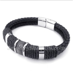 Herrenarmband Aus Titan Und Schwarzem Leder