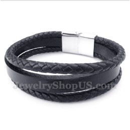Herrenarmband Aus Titan Und Schwarzem Leder