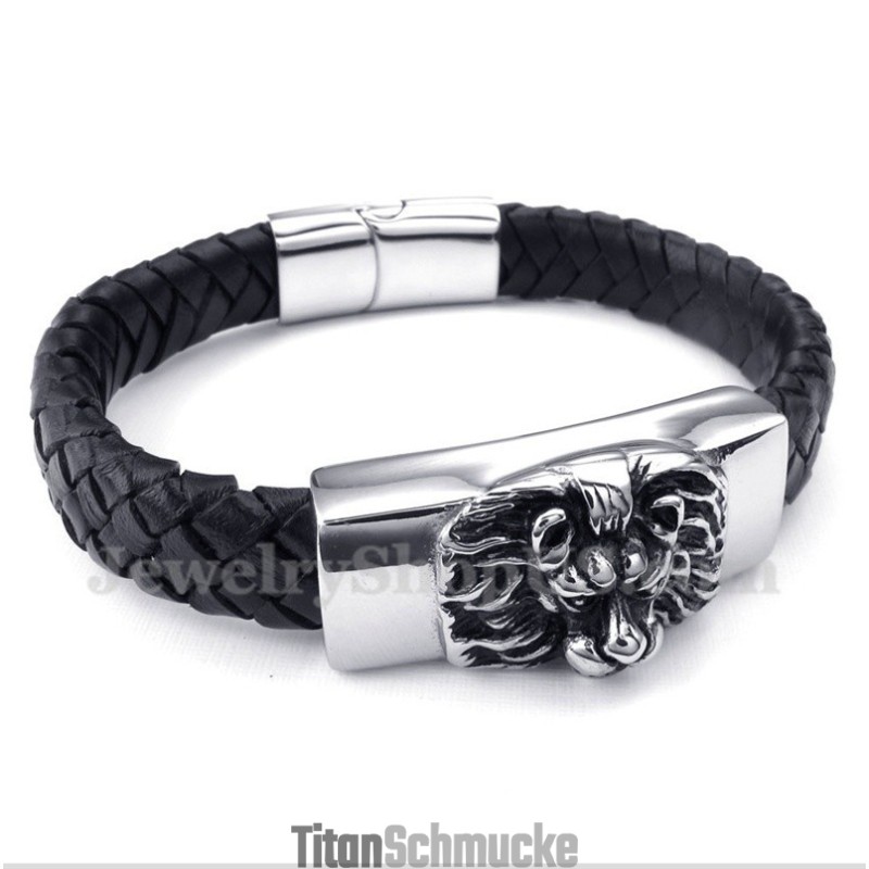 Herren Titan Löwenkopf Lederarmband Herren Titan Löwenkopf Lederarmband