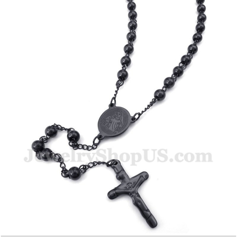 Herren Titan Schwarz Jesus Halskette