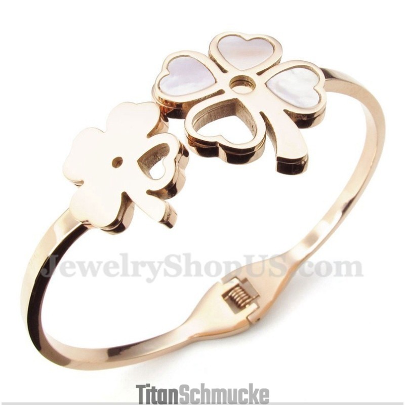 Kleeblatt-Armband Aus Titan Und Roségold Für Herren Kleeblatt-Armband Aus Titan Und Roségold Für Herren