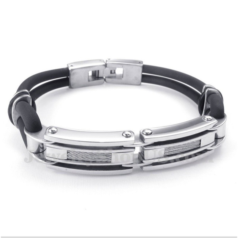 Herren-Kabelarmband Aus Titan Und Kautschuk