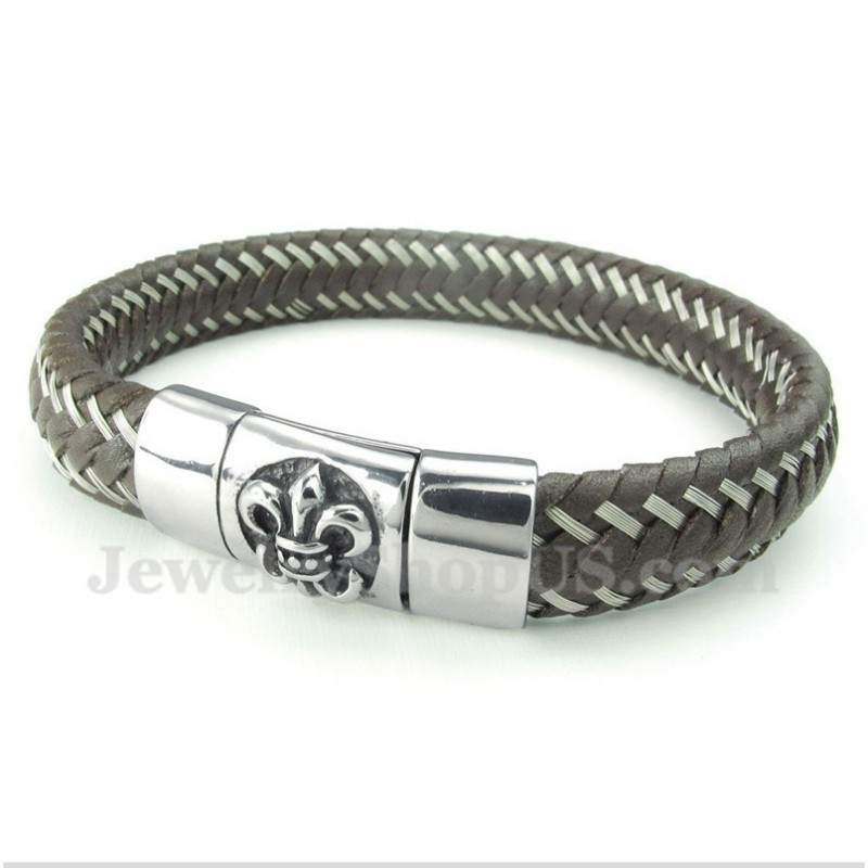 Herren-Titan-Leder-Kabelarmband